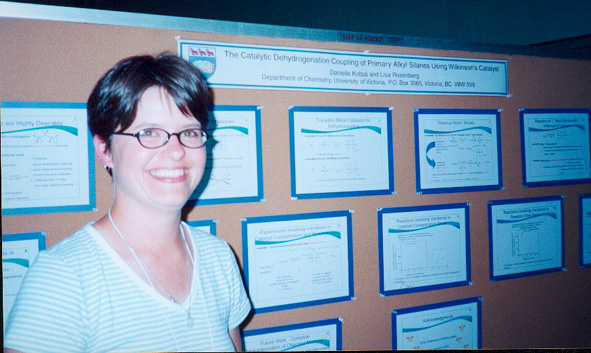Danielle
                  presenting her poster at the CSC conference in
                  Vancouver