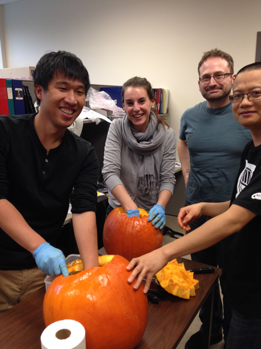 Rosenberg group carves pumpkins October 2013