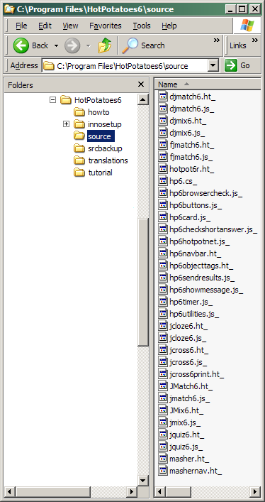 List of source files in Windows Explorer