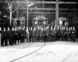 Employees at the car barn.