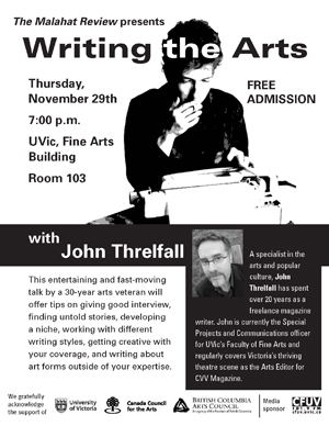 Writing the Arts Workshop Poster