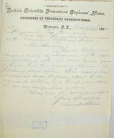 Letter of Resignation 1896, BC Archives