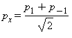 p[x] = (p[1]+p[-1])/sqrt(2)