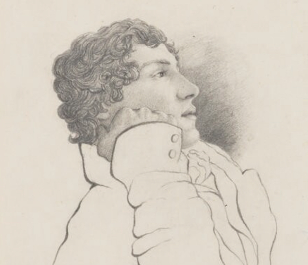 While on the Isle of Wight, Keats and Brown do some pencil sketching. This is Brown’s wonderful sketch of Keats. National Portrait Gallery (NPG 1963). Click to enlarge.