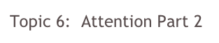 Topic 6:  Attention Part 2