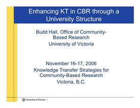 Enhancing KT in CBR through a University Structure