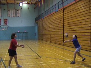 Lisa and Kristina practice passing